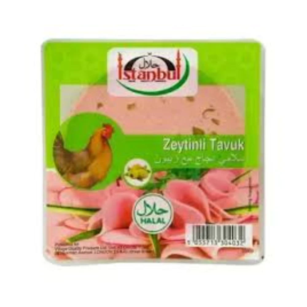 fe0bc5fc-84fa-4351-b472-8ad8593f4313.webp Istanbul Sliced Chicken Salami with Olives - Image 1